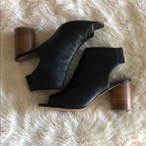 Black open toe booties